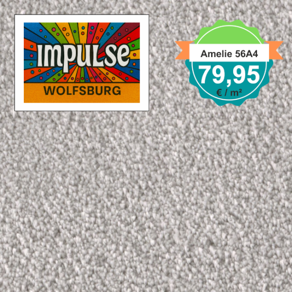 Vorwerk Amelie 56A4 silber – Velours Teppichboden 4 m – mit Preisangabe auf dem Bild
